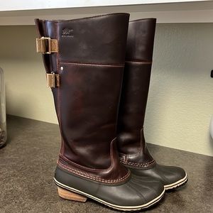 Sorel slimpack riding boots, nutmeg color, size 8. Style is discontinued.